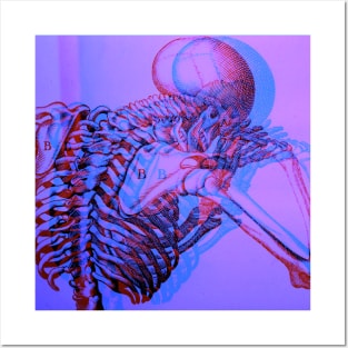 Skeleton Antique Engraving Glitch Ver. Posters and Art